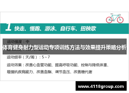 体育健身耐力型运动专项训练方法与效果提升策略分析